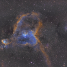 Object: IC1805 Heart Nebula, Camera/Mount: ZWO ASI1600MMPro on Losmandy G11 Gemini, ZWO 120MC Autoguider, Telescope/Lens: William Optics Spacecat, Exposure: 6.3h Ha,Oiii,Sii (Narrowband), 5m Subs (Date: 24.03.20/25.03.20)